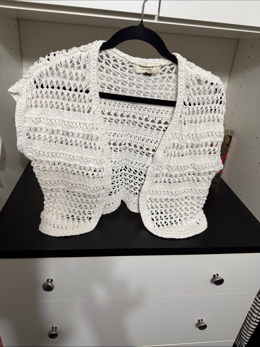 Sonoma White Crochet Open Front Shrug